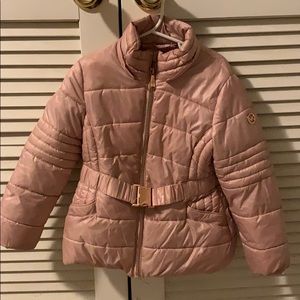 MK winter puffer coat with detachable fur hood